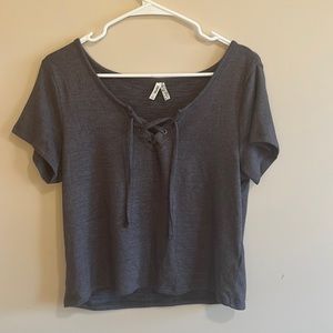 Mudd lace up v neck